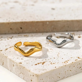 【IA3000】グローバル ベストセラー  シンプルオープンリング レディース 18K ゴールドメッキ 不規則形状 新しい ステンレススチール ジュエリー