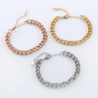 【IA3667】ヴィンテージファッション ヒップホップジュエリー メンズ&レディース用 ゴールドメッキ ステンレススチール キュービックジルコニア キューバンチェーンブレスレット