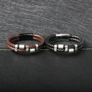 【IA2725】ファッションレザーブレスレット、メンズブレスレット、ステンレススチール合金マグネットバックル、個性的なブレスレット