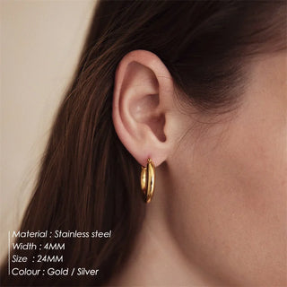 【IA1110】低アレルギー 316 ピアス 変色防止 18k ゴールドメッキ クラスプフープピアス ステンレススチールジュエリー ファッションフープピアス