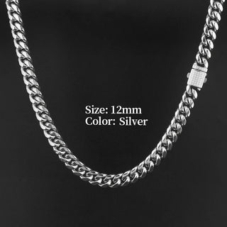 【IA3585】アイスアウト ジルコンバックル 18Kゴールドメッキ マイアミ316L ステンレススチール キューバンリンクチェーンネックレスセット メンズジュエリー キューバンリンク