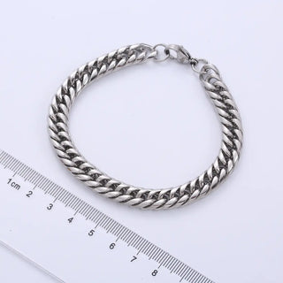 【IA3663】ヒップホップファッション パンク 防水ジュエリー メンズ PVDメッキ ステンレススチール カーブキューバンチェーンブレスレット