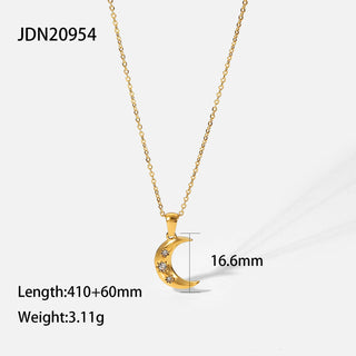【IA4015】18Kゴールドメッキステンレススチールペンダントネックレスミステリアスムーンペンダントゴールドメッキムーンネックレス