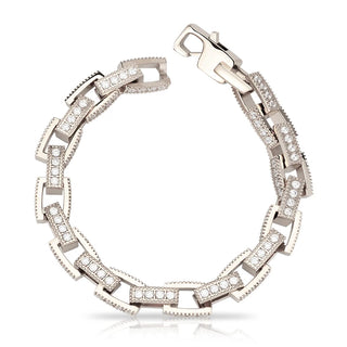 【IA3526】厚めのヒップホップ ステンレススチール 18K ゴールドメッキ アイスドアウト ジルコン ペーパークリップチェーンブレスレット メンズジュエリー