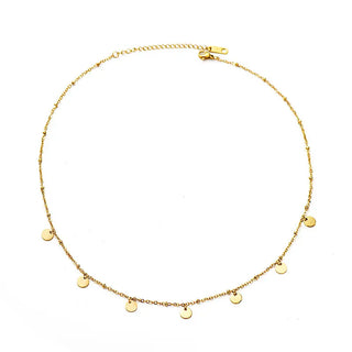 【IA1875】VSB1894 ファッショナブル ラウンドペンダントネックレス 18K ゴールドメッキ ステンレススチール 錆びないネックレス