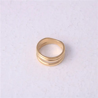 【IA1041】高品質 ミニマリスト ファインジュエリー リング ステンレススチール ダブルレイヤーリング 女性用リング 18Kゴールド