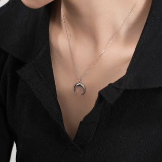 【IA0833】ファッションゴールドメッキジュエリーネックレス 925 スターリングシルバー ムーンペンダントチャームネックレス