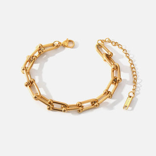 【IA2999】パーソナライズド ヴィンテージスタイル ステンレススチール 18K ゴールドメッキ 太めのチェーンブレスレット ジュエリー