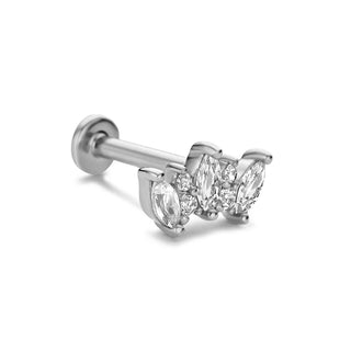 【IA1691】925 スターリングシルバー 18K ゴールドメッキ クラウン ピアシング マーキーススタッドピアス