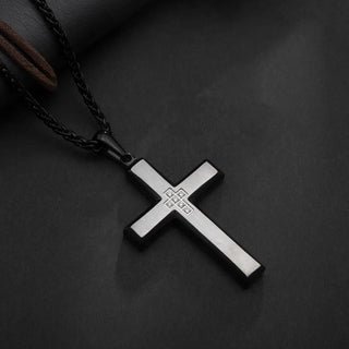 【IA2800】ステンレススチール メンズ ネックレス ペンダント ベベルエッジ クロス カップルアクセサリー
