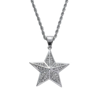 【IA3481】スターズ ブリングブリング ファッション クリスタル ロックペンダント ステンレススチール ネックレス ヒップホップジュエリー