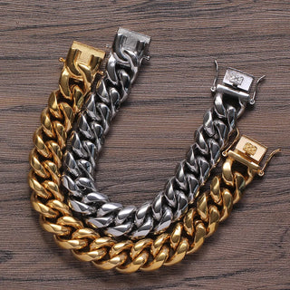 【IA3420】18mm 8.5インチ ステンレススチールキューバンリンクブレスレット 男性用ヒップホップチェーン パーティーギフト用