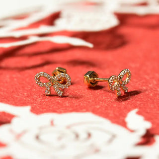 【IA2973】女性用 フル S925シルバー ボウスタッドピアス シンプルゴールドメッキ バタフライノット スタッドピアス ガールフレンドギフト用
