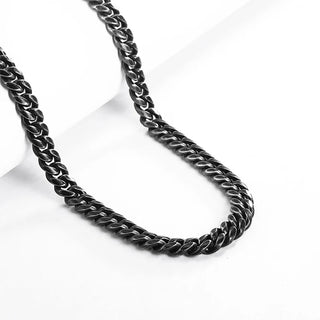 【IA3568】ヒップホップブラックチェーンネックレス 男性用カーブチェーン ステンレススチール厚いキューバンチェーンネックレス