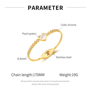 【IA4720】ファッションステンレススチールブレスレットゴールドシェルハートシェルゴールドバングルジュエリー