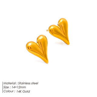 【IA1092】高品質 ゴールドピアス ジュエリー 防水 ステンレススチール ラブハート形スタッドピアス バレンタインデーギフト