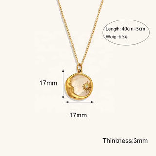 【IA4006】Dingran天然シェルムーンスターペンダントネックレス18Kゴールドメッキステンレススチールジュエリー華奢なネックレス