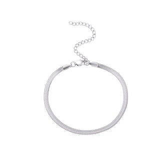 【IA3497】A010 4mmステンレススチールブレードチェーンアンクレット 2.5インチ延長チェーン付き 女性用ジュエリー