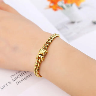 【IA3630】カスタム ステンレススチールジュエリー ネックレス 14K/18Kゴールドメッキ 厚めのマイアミキューバンリンクチェーン ネックレス メンズ＆ウィメンズ用