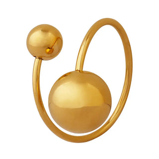 【IA1842】ヴァーシャル VSC36 ファッションジュエリー ボールリング 18K ゴールドメッキ ステンレススチール 防水 レディースリング