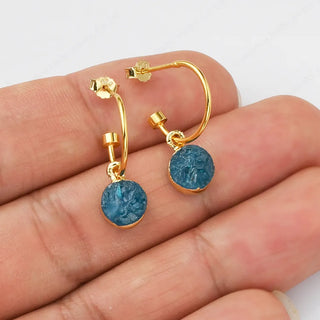 【IA1537】ラウンド ムーンストーン ジェムストーン 1mm フープ ピアス 女性 ステートメント ピアス 女性用 18k ゴールド