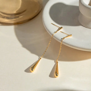 【IA2138】ファッションロングチェーンピアス ステンレススチール ティアドロップピアス 女性用