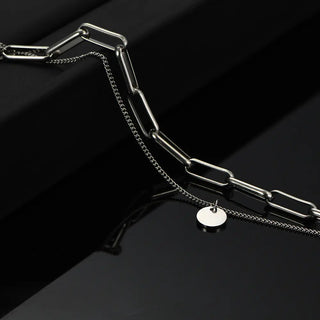 【IA2998】ヴィンテージ 8mm ダブルラウンド ステンレススチール ブレスレット スムーズなピンバックル オールマッチ チタニウムスチール アクセサリー