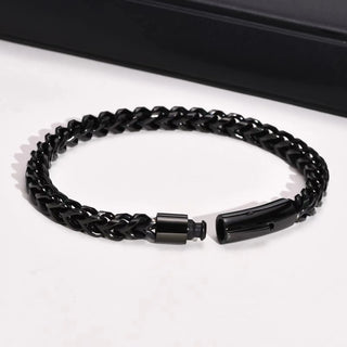 【IA2769】6mmフランコチェーンブレスレット、プレスボタン、ステンレススチールブレスレット、メンズリンクブレスレット、ヒップホップジュエリー