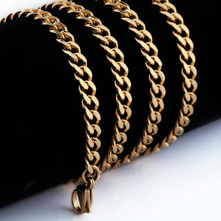 【IA3525】ヒップホップ メンズ ステンレススチール 14K 18K ゴールドメッキ マイアミキューバンリンクチェーンネックレス