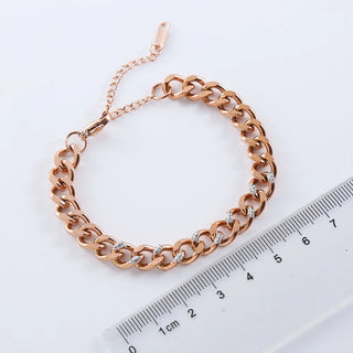 【IA3667】ヴィンテージファッション ヒップホップジュエリー メンズ&レディース用 ゴールドメッキ ステンレススチール キュービックジルコニア キューバンチェーンブレスレット