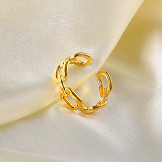 【IA1847】C301 ファッションジュエリー 18K ゴールドメッキ ステンレススチール チェーンリンク 調整可能フィンガーリング