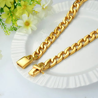 【IA2892】10k 14k 18k ピュアゴールド マイアミキューバンリンク ステンレススチール ヒップホップネックレス 18K ゴールドメッキネックレスチェーン ジュエリー