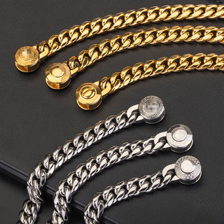 【IA3530】10mm Miami Cuban Link Chains Necklace: 18Kゴールドメッキ ヒップホップ ラッパー 男性用 316Lステンレススチール キューバンブレスレット ネックレス
