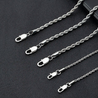 【IA3523】ヒップホップ 4mm ロープチェーン メンズ マイアミジュエリーネックレス 18k ゴールドメッキ ステンレススチール ツイストロープチェーンネックレス