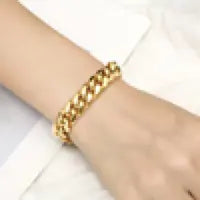 【IA3527】ヒップホップキューバンリンクゴールドチェーンジュエリー ゴールドチェーン 男性用 ステンレススチールブレスレットチェーン