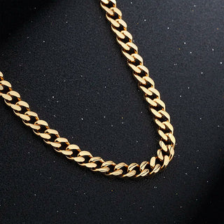 【IA3525】ヒップホップ メンズ ステンレススチール 14K 18K ゴールドメッキ マイアミキューバンリンクチェーンネックレス
