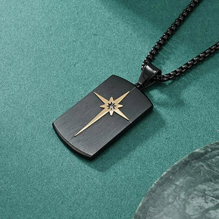 【IA2770】MECYLIFEメンズドッグタグペンダントネックレス、ジルコンスター、ステンレススチールヒップホップネックレス、ブラッシュドペンダント
