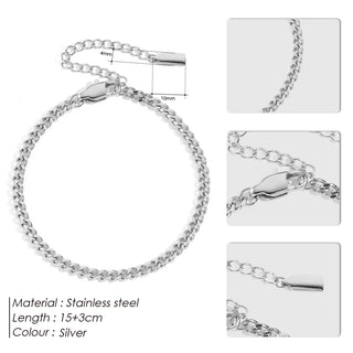 【IA1089】ファッションジュエリーブレスレット PVD ゴールドメッキ 調整可能 ステンレススチール キューバンチェーンブレスレット 男女用