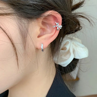 【IA2036】ボウノットピアス 925 スターリングシルバー クリップオンピアス 女性用
