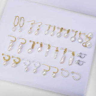 【IA0980】オクタグラム 925 スターリングシルバームーンアンドスタースタッズピアス ゴールドメッキバロックパールドロップピアス
