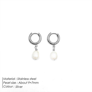 【IA1086】女性用 トレンディ ファインジュエリー ゴールドメッキ ステンレススチールピアス フレッシュウォーターパール ドロップチェーンペンダントピアス
