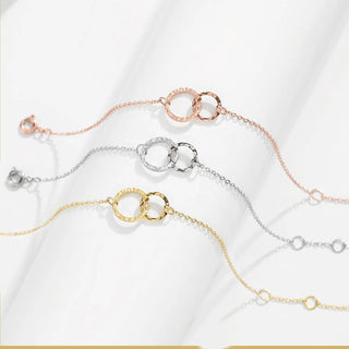 【IA1156】品質の結婚式＆誕生日ギフト インターロッキング ダブルサークルチェーンブレスレット ステンレススチールジュエリー 女の子用