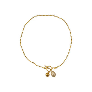 【IA1804】レトロジュエリー 18K ゴールドメッキ OT クラスプ パールチョーカーネックレス ステンレススチールビーズ バロックパールネックレス ギフト用