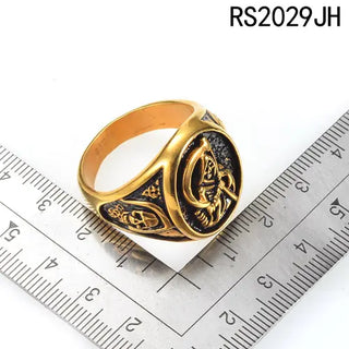 【IA2893】ファッション 316L ステンレススチール ゴールドメッキ アンティークスカルリング レトロパンクジュエリー パーソナライズドリング