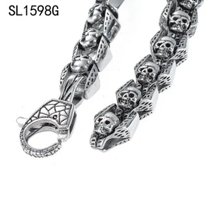 【IA2889】パンクスタイル ハロウィンスカル メンズブレスレット ステンレススチールチェーン ヒップホップゴシックブレスレット メンズ用