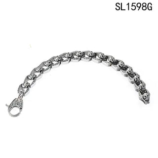 【IA2889】パンクスタイル ハロウィンスカル メンズブレスレット ステンレススチールチェーン ヒップホップゴシックブレスレット メンズ用
