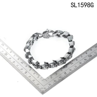 【IA2889】パンクスタイル ハロウィンスカル メンズブレスレット ステンレススチールチェーン ヒップホップゴシックブレスレット メンズ用