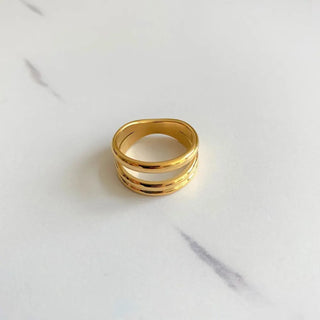 【IA1041】高品質 ミニマリスト ファインジュエリー リング ステンレススチール ダブルレイヤーリング 女性用リング 18Kゴールド