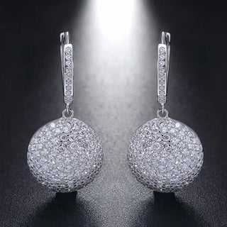 【IA2425】ラグジュアリーフープピアス ウェディングジュエリー ブラジリアンホワイトゴールドメッキ 18K リアル925 スターリングシルバー 女性用
