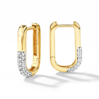 【IA1623】925 スターリングシルバー 18K ゴールド ロジウムメッキ スクエアハギー U フープピアス